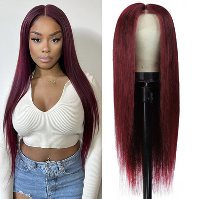 Straight 99j Burgundy Honey Blonde 13X6 Lace Frontal Wigs
