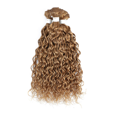 Kemy Hair Honey Blonde Water Wave Human Hair Bundles 3PCS Hair Weave