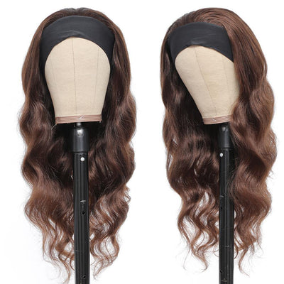 Kemy Hair Body Wave Human Hair Headband Wig Medium Brown (16''-28'')(4) - Kemy Hair
