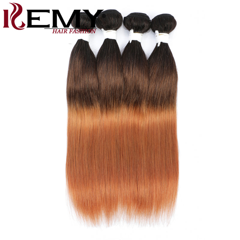 Straight 1B/4/30 Ombre Brown Color 3 Tone Remy Human Hair Bundle