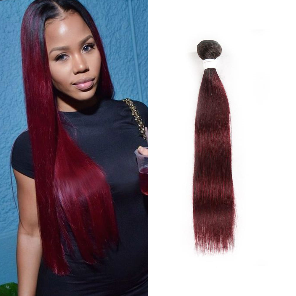 Kemy Hair Ombre Maroon Red Straight Human Hair Bundle, image size:1000x1000