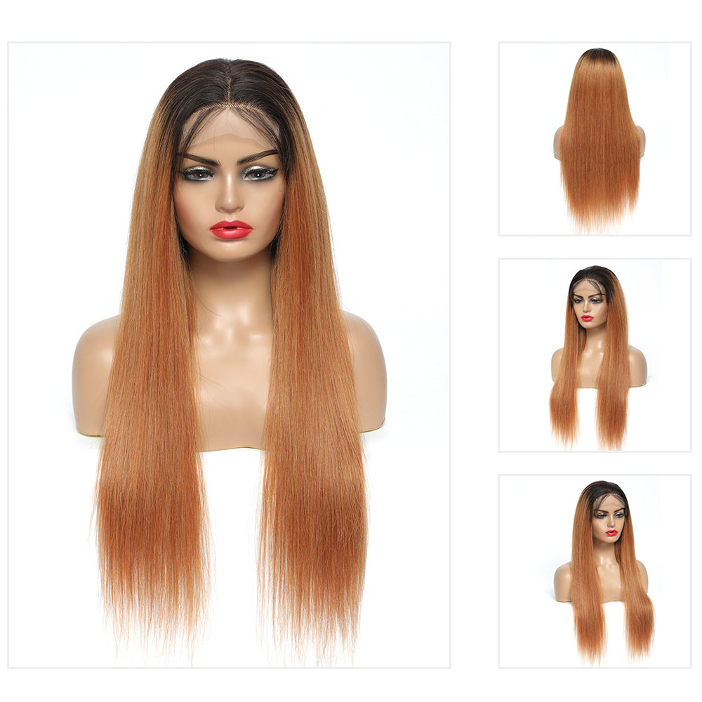 Kemy Hair Custom Ombre 30 Human Hair 4x4 Lace Closure wigs 16''-26''（T1B/30）
