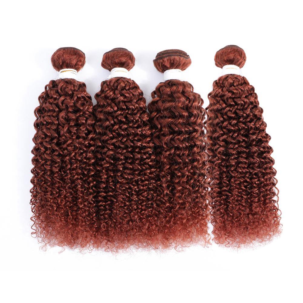 Kemy Hair Auburn Cooper Red  Kinky Curly Four Human Hair Bundles