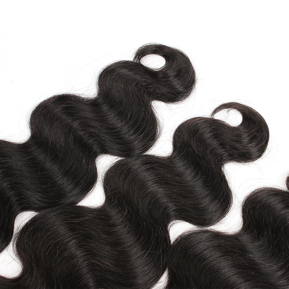 Colored Black 100% Human Hair Weave BODY Wave 3 Hair Bundles 8-26 inch (1B) (2612381384804)
