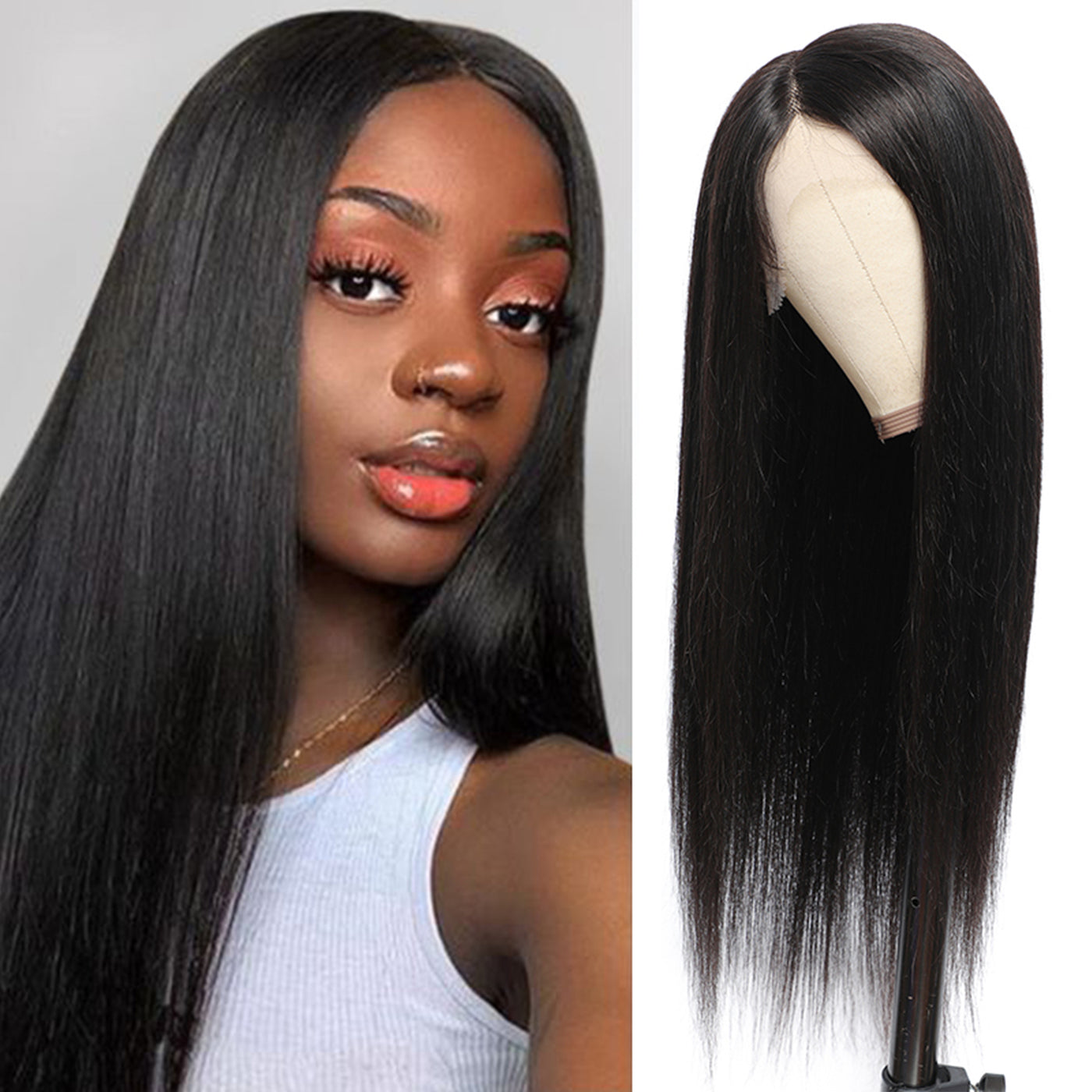 13X4X1 Part Lace Front Wigs Natural Color Human Hair Wig Ship From US