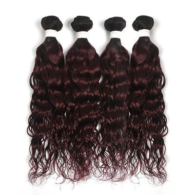 Ombre Maroon Red Water Wave 4 Hair Bundles (T1B/99J) (4339222937670)