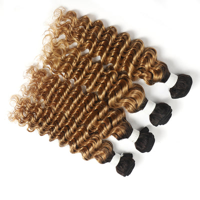 T1B/27 Ombre Honey Blonde Deep Wave Remy Human Hair Bundles 3 PCS