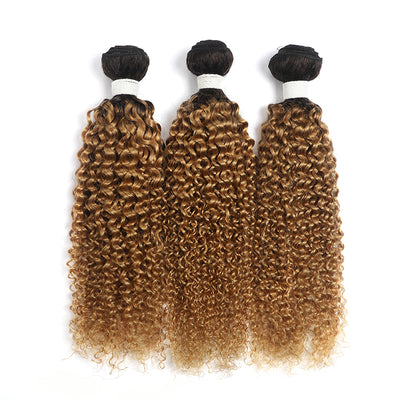 Ombre Honey Blonde 1B/27 Kinky Curly Remy Human Hair Bundles 3 PCS