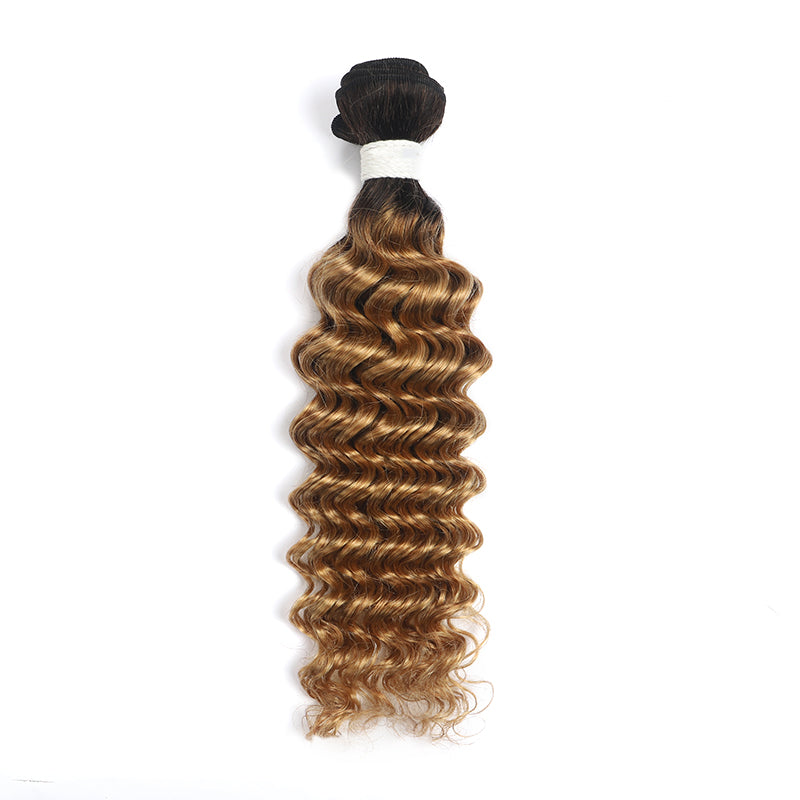 T1B/27 Ombre Honey Blonde Deep Wave Remy Human Hair Bundles 3 PCS