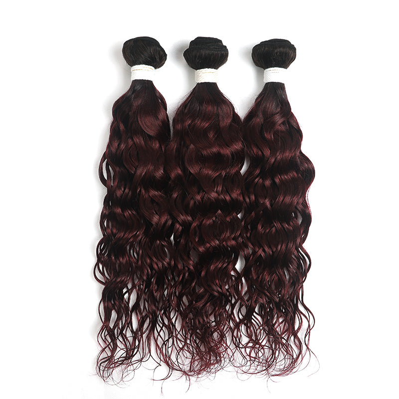 Ombre Red Wine Water Wave 3 Hair Bundles (T1B/99J) (4339220873286)
