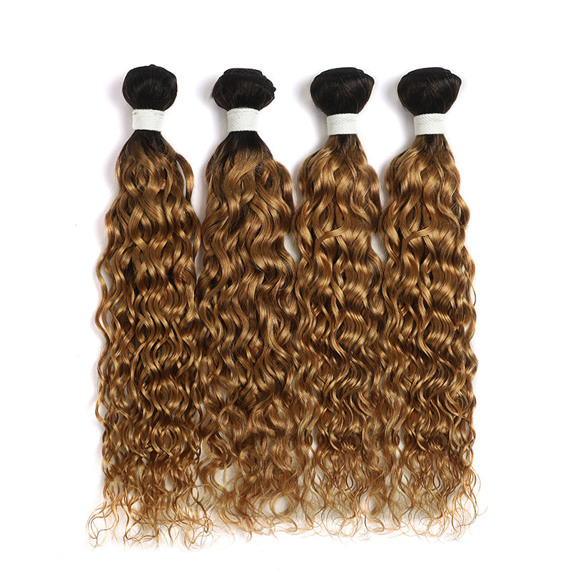 Kemy Hair Ombre Honey Blonde Water Wave Four Human Hair Bundles