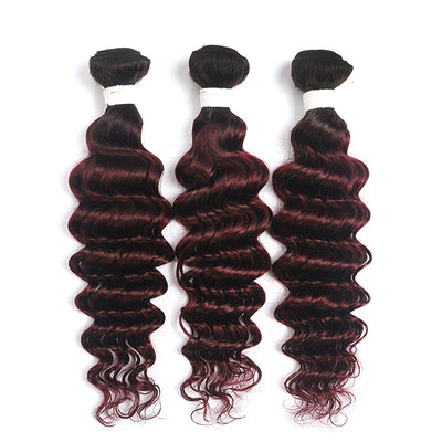Ombre Red Wine Deep Wave 3 Hair Bundles (T1B/99J) (4337340186694)
