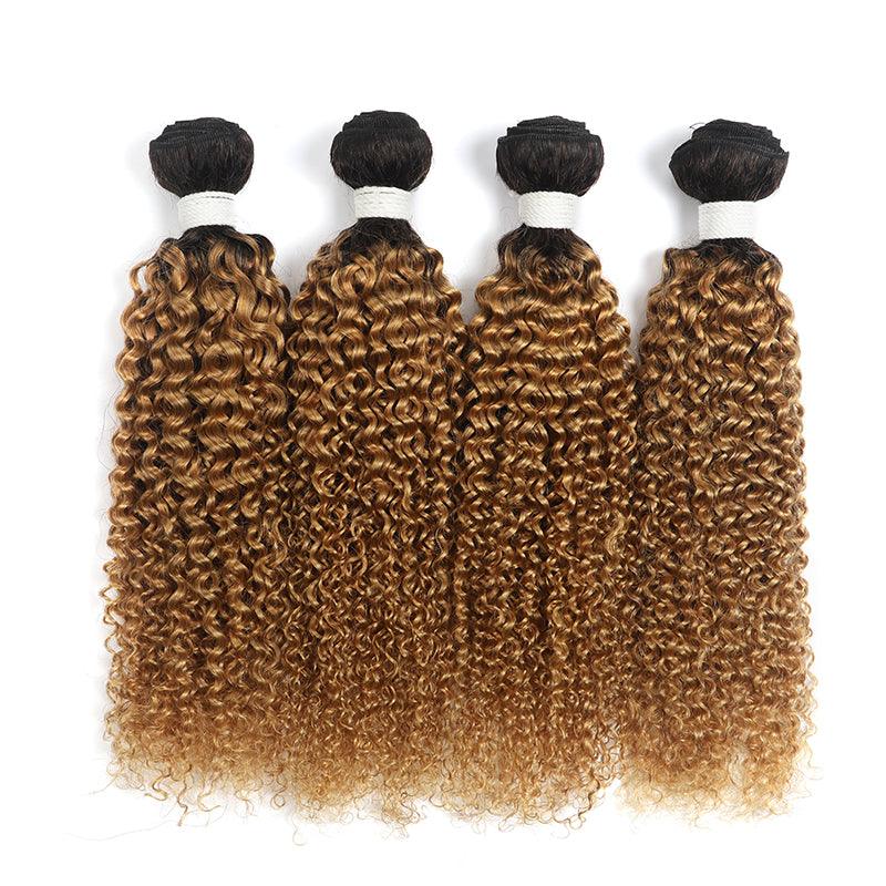 Kemy Hair Kinky Curly Human Hair Bundles with Lace Closure