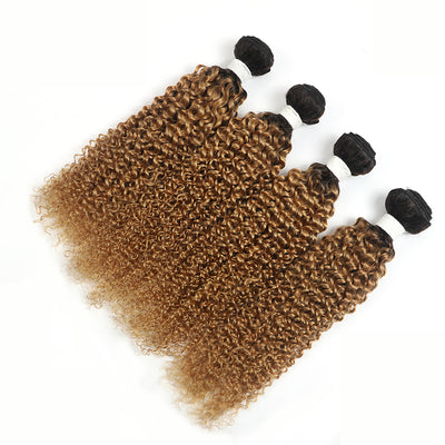 Ombre Honey Blonde Kinky Curly 4 Human Hair Bundles (4330068705350)