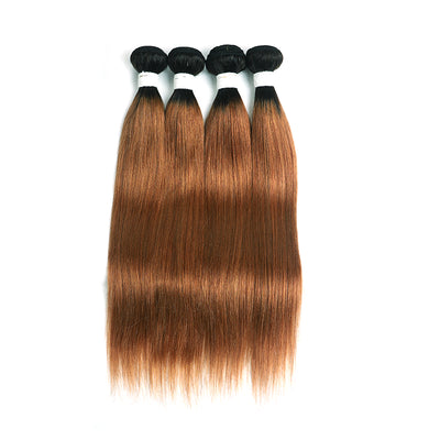 Ombre 30 Straight 4 Human Hair Bundles with One 4×4 Free/Middle Lace Closure (4251450015814)