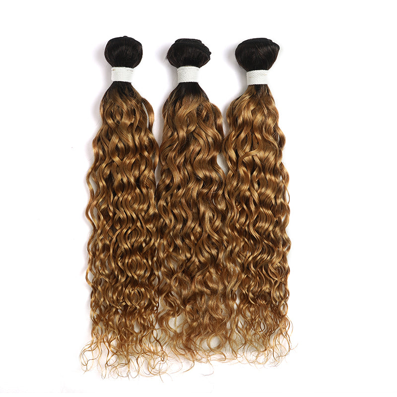 Kemy Hair Ombre Honey Blonde Water Wave Three Human Hair Bundles