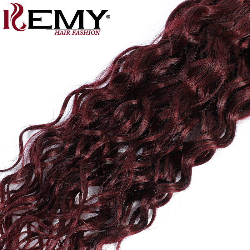 Kemy Hair 99J burgundy Red Water Wave Human Hair Weave Bundle 1 PC
