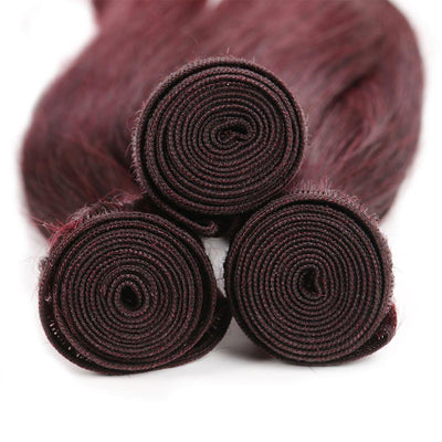 Colored 100% Human Hair Weave Straight 3 Hair Bundles 8-26 inch (99J) (2622546051172)