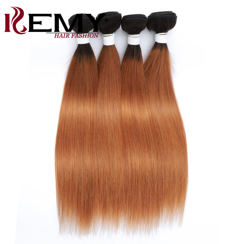 Kemy Hair Ombre Brown Straight Human Hair Bundle 1 Bundle Deals