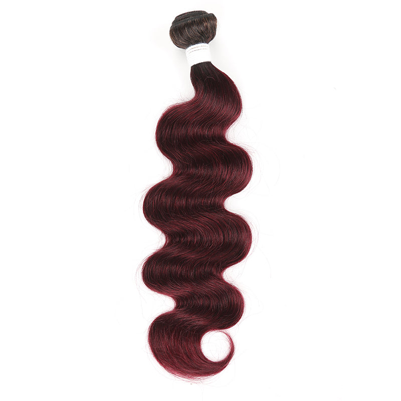 Ombre 99J Body Wave Human Hair Bundle 8''-26'' (3948185583686)