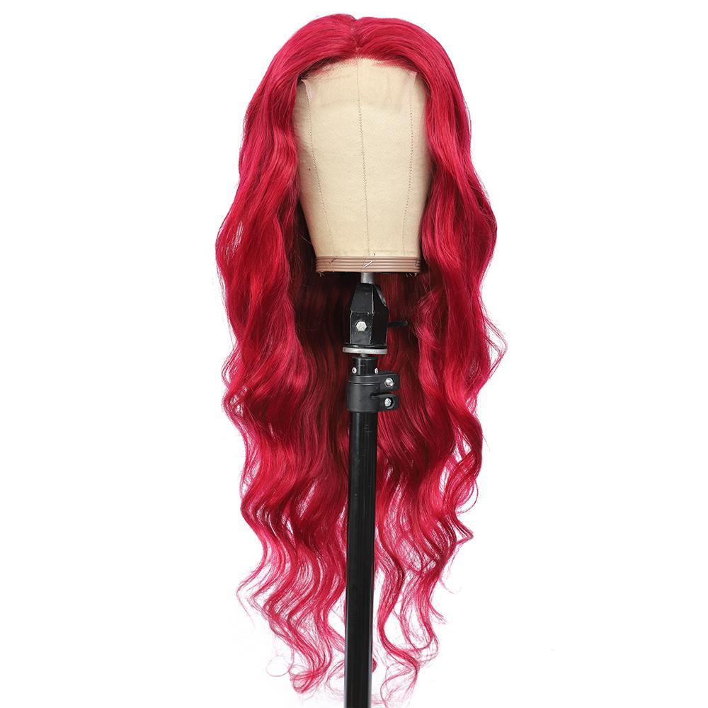 Kemy Hair Custom Burgundy Red Body Wave Human Hair 4X4 Lace Closure wigs 16''-28'' (BURG) - Kemy Hair