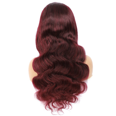 Body Wave 99J Red 13X6 Lace Frontal Human Hair Wigs