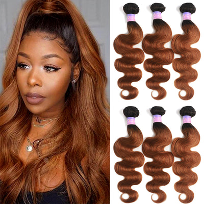 Kemy Hair Ombre Brown 1B/30 Body Wave Four Human Hair Bundles