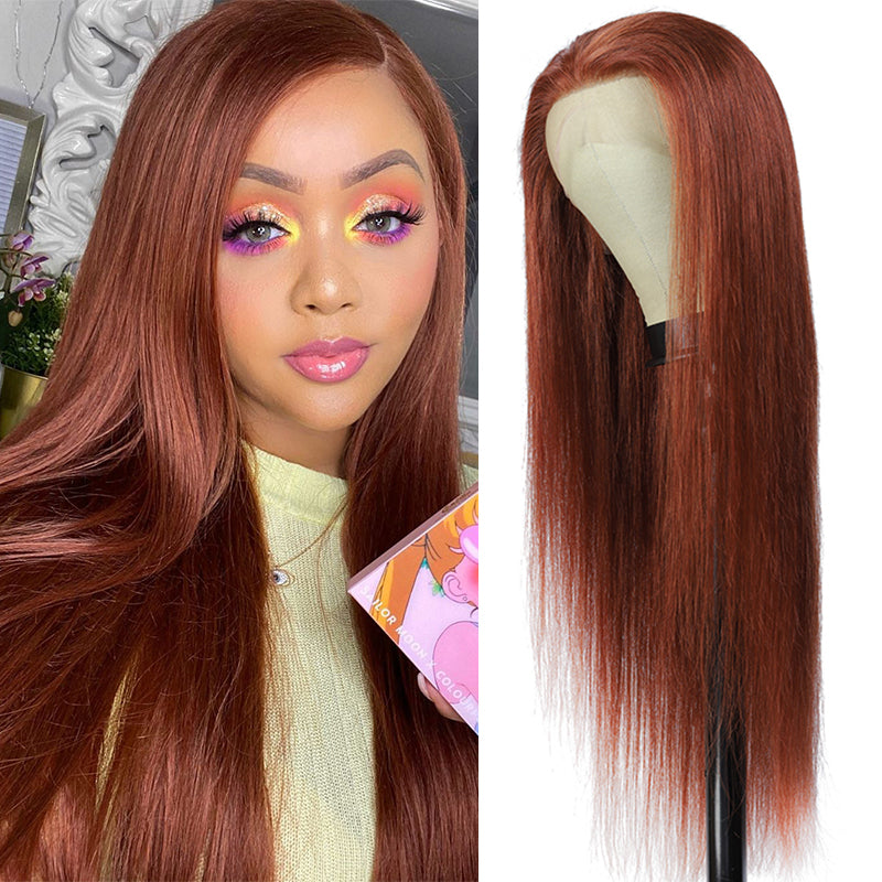 Flash Sale | Honey Blonde Brown Red Straight 4x4 Lace Closure Wig Only $99