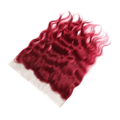 Natural Wavy Burgundy Red 4×13 Free/Middle Part Human Hair Lace Frontal (8''-20'') (3966441259078)