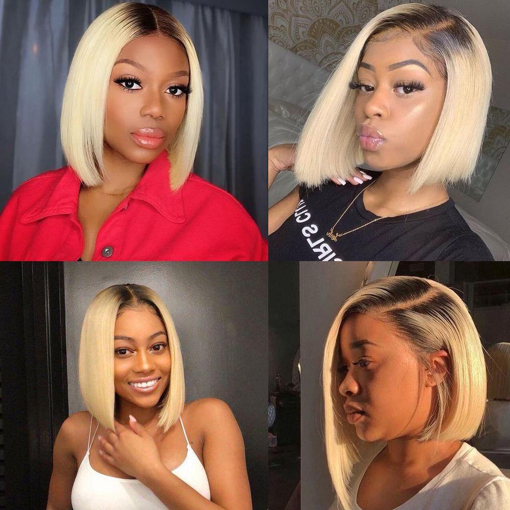 Kemy Hair Custom ombre 613 Blond Bob Human Hair Lace Front wigs 10''-16'' - Kemy Hair