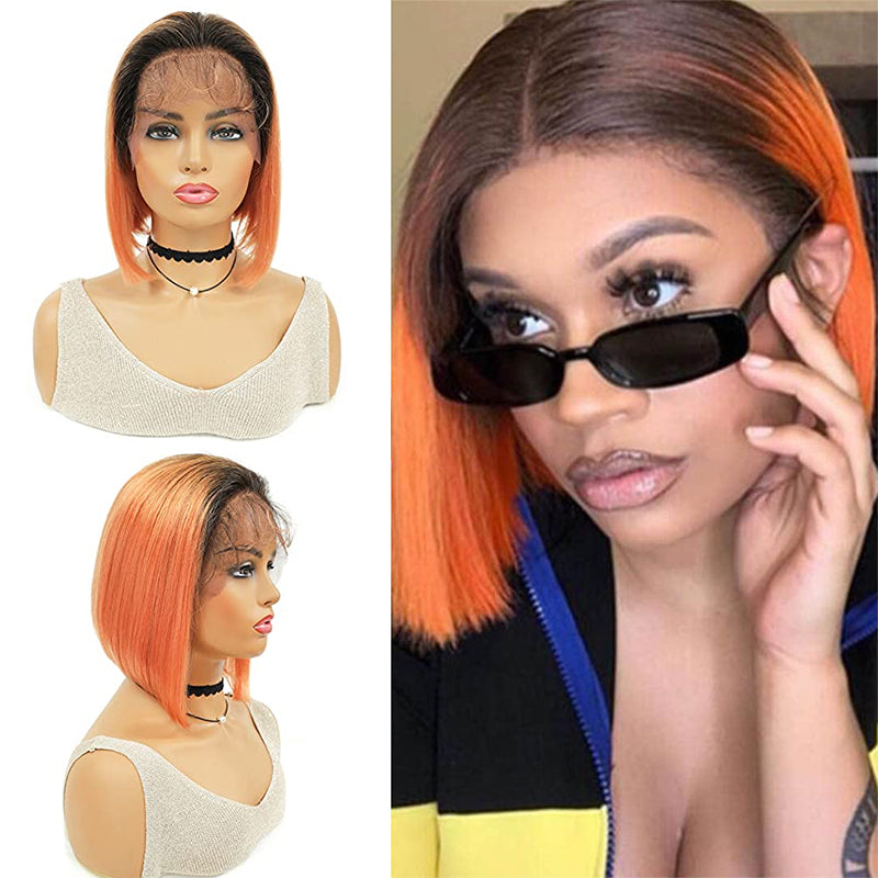 $69.99 Super Flash Sale Ombre Purple Pink Orange Short Bob Lace Front Wig 8inch