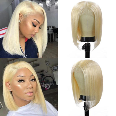 Kemy Hair Custom 613 Blond Bob Human Hair Lace Front wigs 10''-16'' (4438973743174)