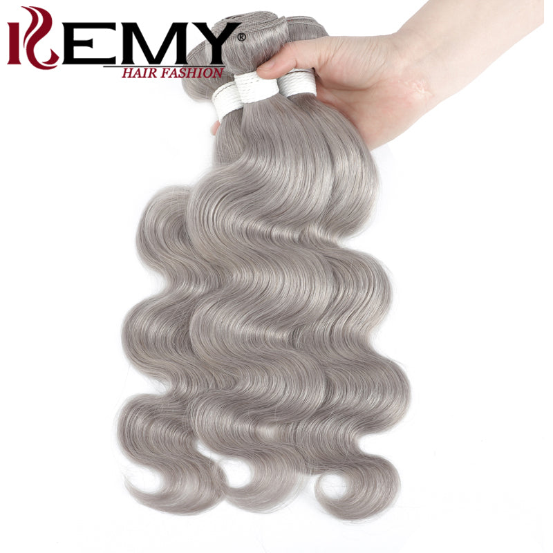 Grey Body Wave Silver Gray Remy 100% Human Hair Bundle