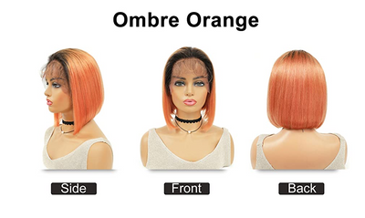 $69.99 Super Flash Sale Ombre Purple Pink Orange Short Bob Lace Front Wig 8inch