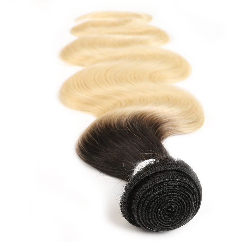 Kemy Hair Ombre Blond Remy  Body Wave Human Hair 3Bundles with Lace Closure