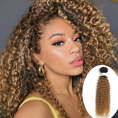 Ombre Honey Blonde 1B/27 Kinky Curly Remy Human Hair Bundles 3 PCS