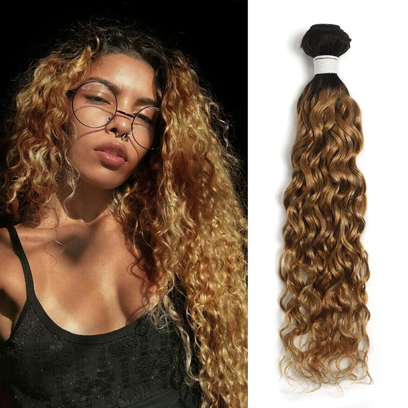 Kemy Hair Ombre Honey Blonde Water Wave Human Hair Bundle 1PC