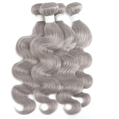 Kemy Hair Body Wave Silver Gray Remy Four Human Hair Bundles 10''-26'' - Kemy Hair