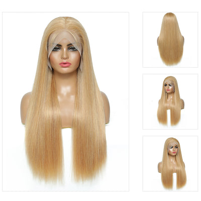 Kemy Hair Custom Straight Honey Blonde 13X6 Lace Frontal wigs