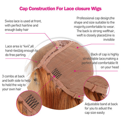 Brand Day | Honey Blonde Brown Red 4x4 Lace Closure Wig Only $99 Flash Sale