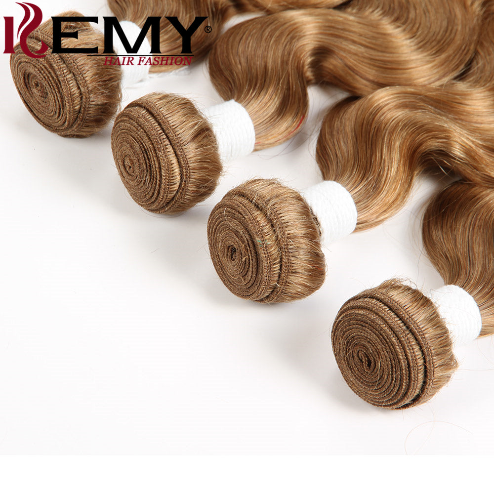 Kemy Hair Body Wave Honey Blonde 4Bundles Brazilian Human Hair Weave