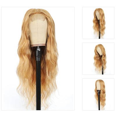 Kemy hair Custom Honey Blonde Body Wave 4X4 Lace Closure wigs 16''-26'' ( 27 )