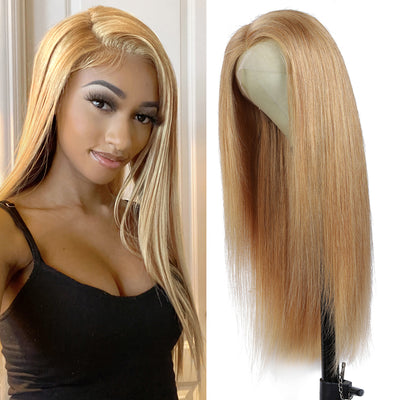 Kemy Hair Custom Straight Honey Blonde 13X4 Lace Frontal wigs