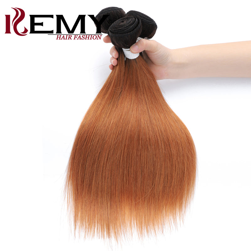 Kemy Hair Ombre Brown Straight Human Hair Bundle 1 Bundle Deals