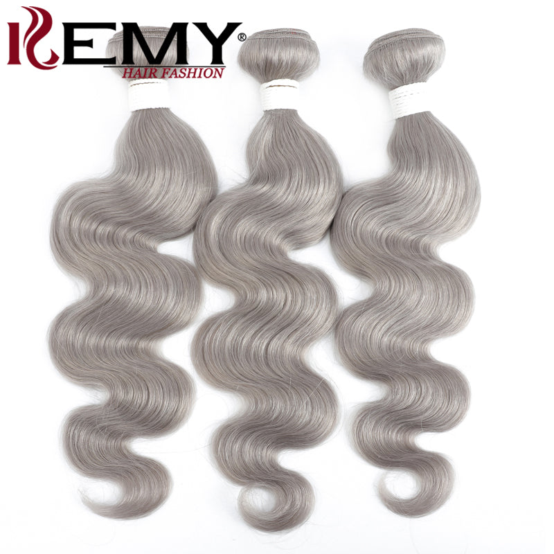 Grey Body Wave Silver Gray Remy 100% Human Hair Bundle