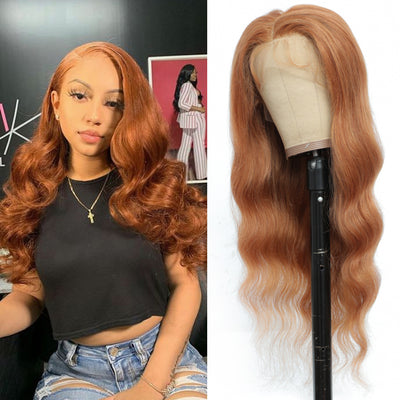 Kemy Hair Custom Brown Body Wave Human Hair 13X4 Lace Front wigs