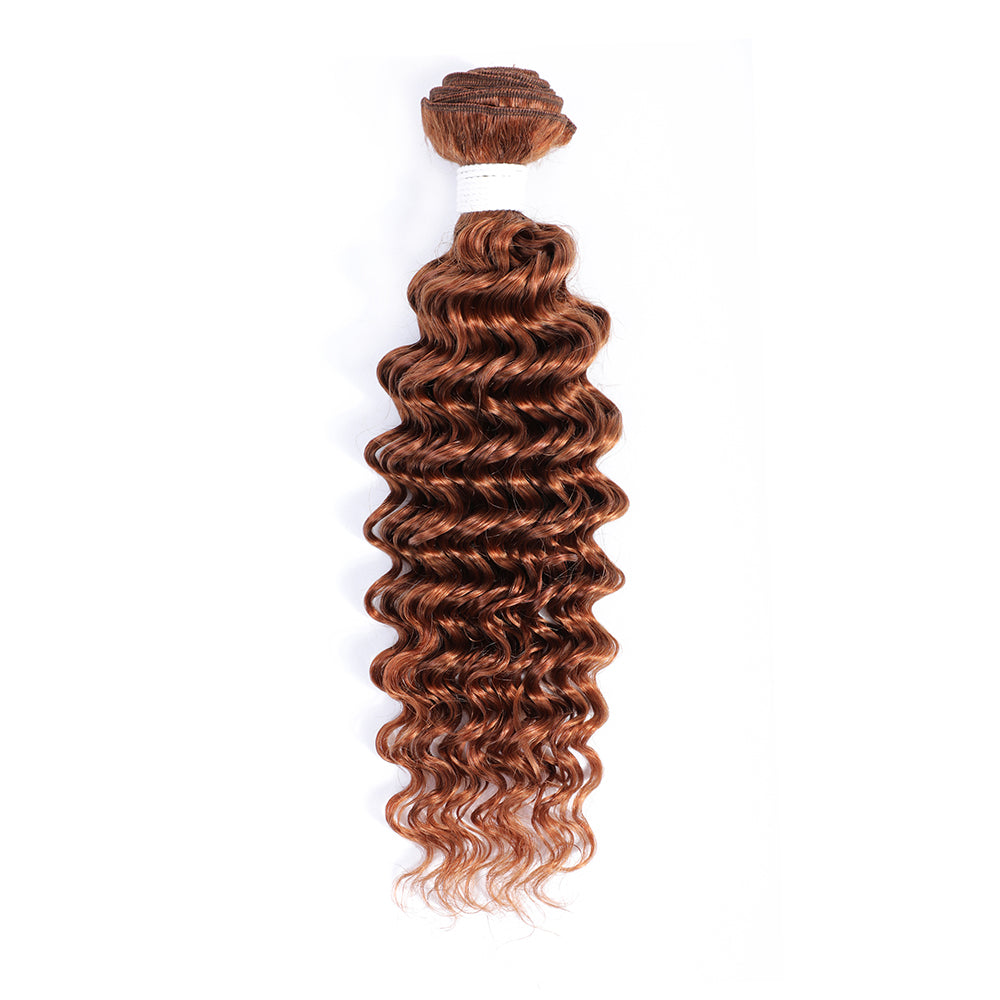 Kemy Hair Brown Deep Wave Remy 100% Human Hair Bundle 1 PC