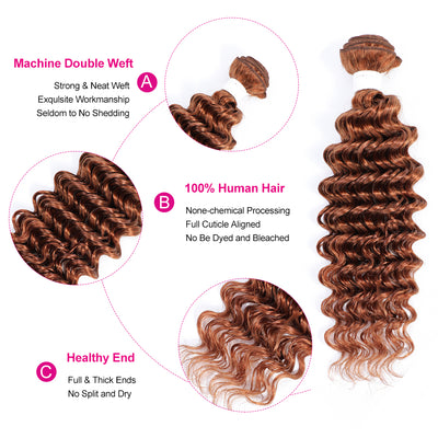 Kemy Hair Brown Deep Wave Remy 100% Human Hair Bundle 1 PC