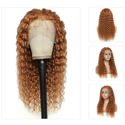 Kemy Hair  Custom Brown Deep Wave Human Hair 13x4 Lace Frontal Wigs