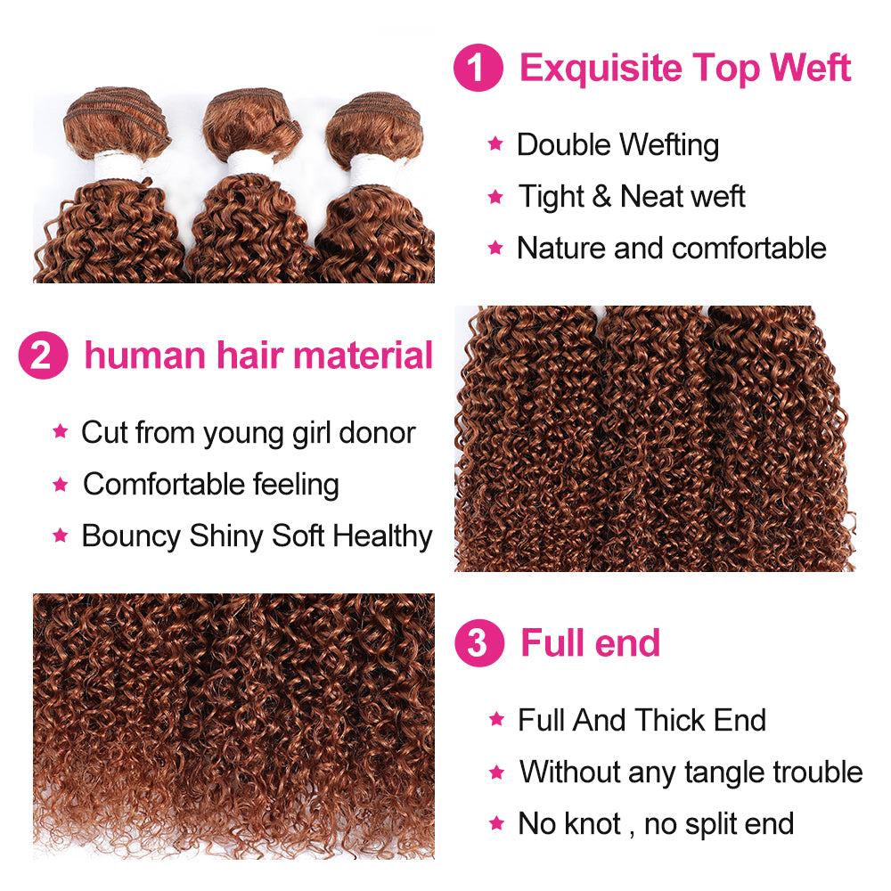 Kemy Hair Light Bundles Brown Kinky Curly Four Human Hair